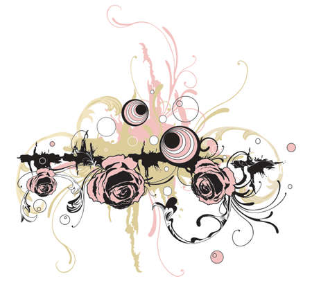 Illustration of roses and grungy patternsのイラスト素材