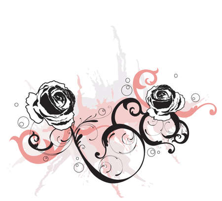 Illustration of roses and decorative patternsのイラスト素材