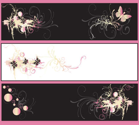 Set of decorative banners with grungy patternsのイラスト素材