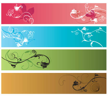 Set of decorative banners with floral patternsのイラスト素材