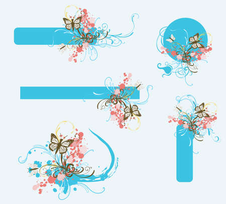 Set of decorative frames with butterfliesのイラスト素材
