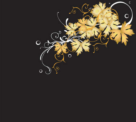 Illustration of leaves and decorative patternsのイラスト素材