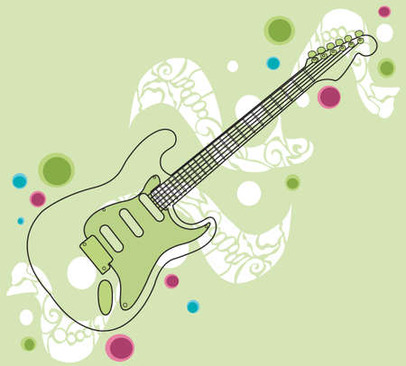 Illustration of a guitar and decorative patternsのイラスト素材