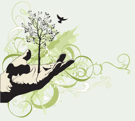 Illustration of a tree in a handのイラスト素材