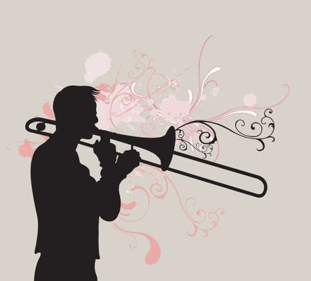 Illustration of a man playing tromboneのイラスト素材