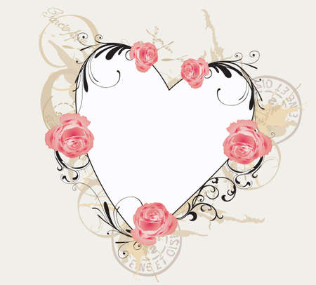 Illustration of a floral frameのイラスト素材