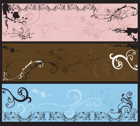 Set of decorative banners with grungy patternsのイラスト素材