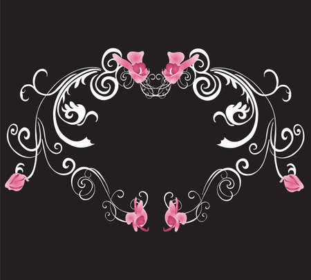 Illustration of a floral frameのイラスト素材