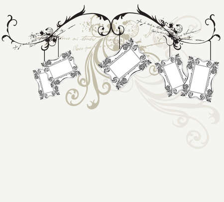 Illustration of retro frames and decorative patternsのイラスト素材