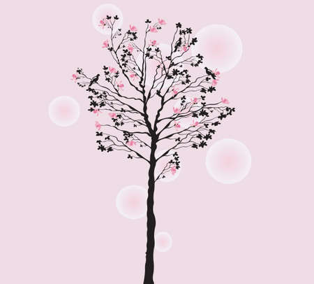 Illustration of a tree with flowersのイラスト素材
