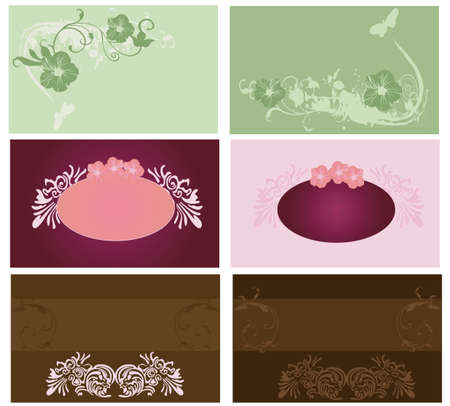 Set of business cards with retro patternsのイラスト素材