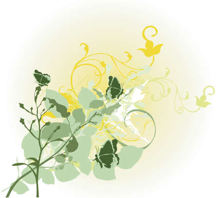 Illustration of butterflies and flowersのイラスト素材