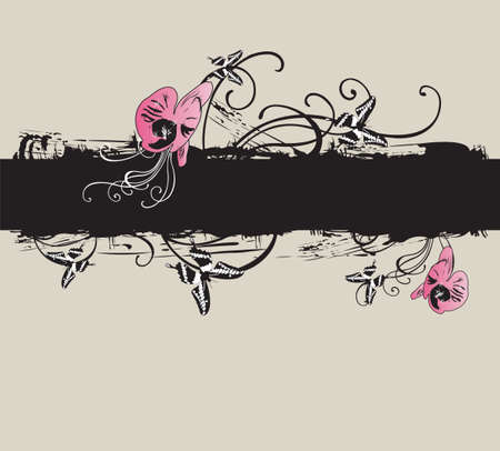 Illustration of orchids and decorative patternsのイラスト素材