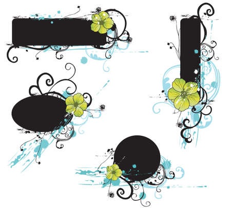 Set of floral design elementsのイラスト素材