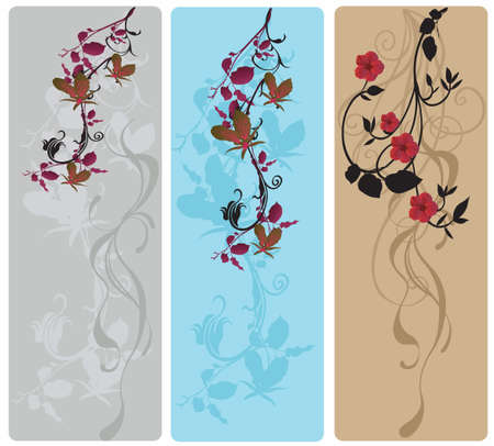 Set of floral web bannersのイラスト素材