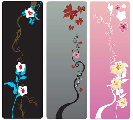 Set of floral web bannersのイラスト素材