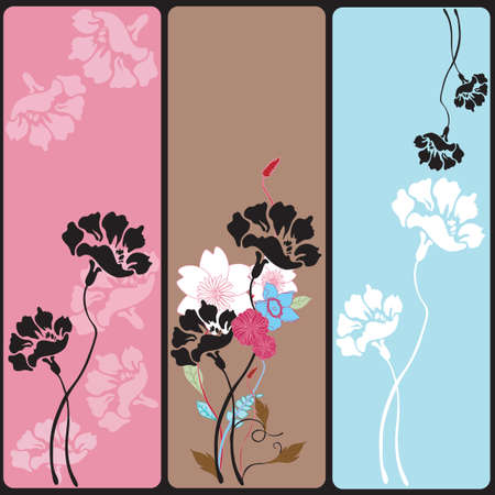 Set of floral web bannersのイラスト素材