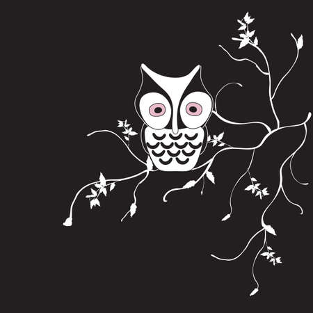 Illustration of a owl on a tree branchのイラスト素材