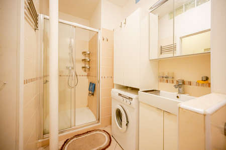 Bathroom and toilet in an apartment for rent. Real estate photo.の写真素材