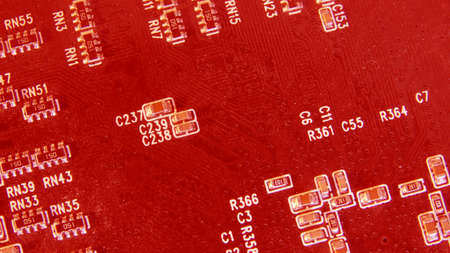 Computer motherboard, electronic components on circuits board, printed electronic board(PCB). Close up of Electronic Circuits in Technology on Mainboard(Main board,cpu motherboard,system board or moboの写真素材