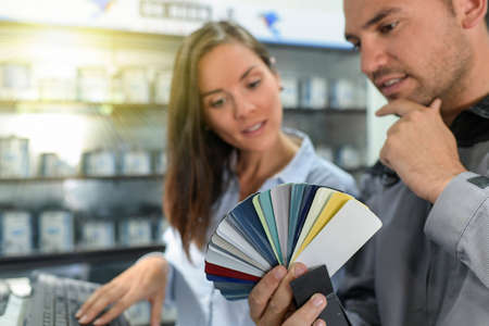 Demonstration of a paint color matching systemの写真素材