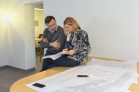 Construction manager and architect working together on a new project