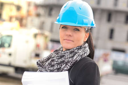 Portrait of a female architect on a construction siteの写真素材