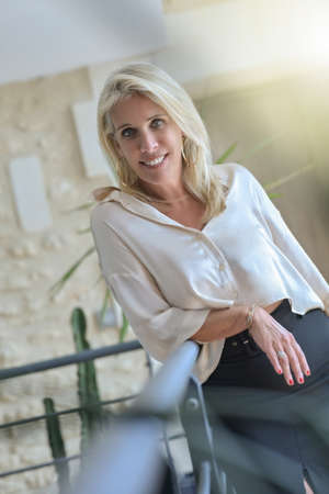 Portrait of an elegant blonde womanの写真素材