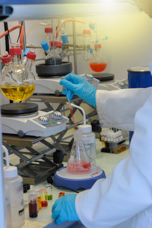 Scientific and chemical research in a laboratoryの写真素材