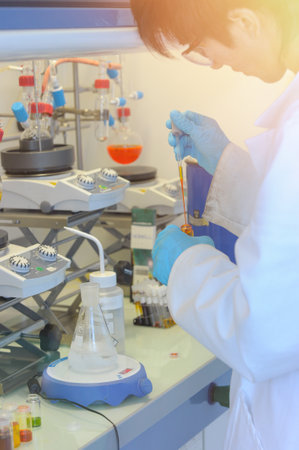 Scientific and chemical research in a laboratoryの写真素材