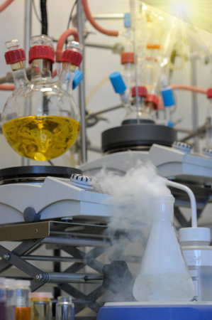 Scientific and chemical research in a laboratoryの写真素材