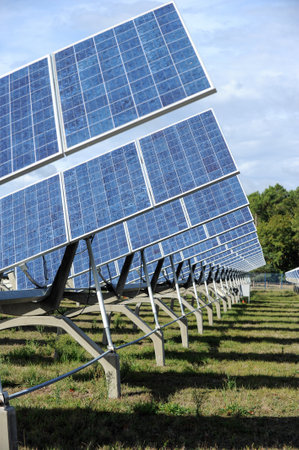 View of a solar panel field for a photovoltaic projectの写真素材