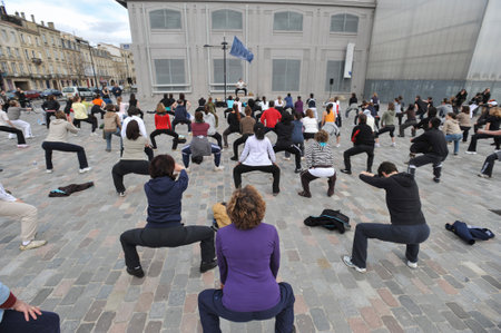 View of a flash mob danceの写真素材