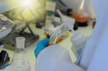 Scientific and chemical research in a laboratoryの写真素材