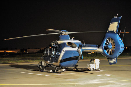 Police Helicoptere night vision ready to take offの写真素材