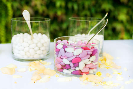 Many candy in the vasesの写真素材