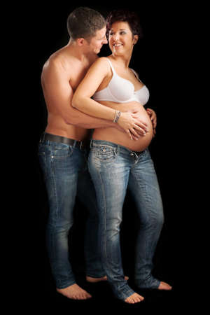 Beautiful happy young pregnancy coupleの写真素材