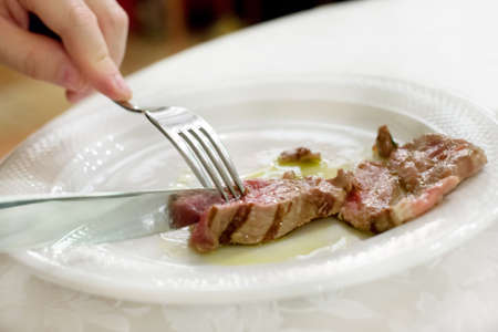Delicious grilled beef steak on the dish