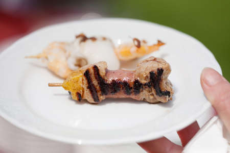 spiedini of meat on the grill