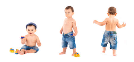 portrait of baby on white backgroundの写真素材