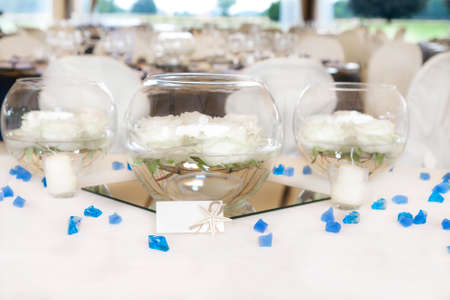 Tables decorated for a party or wedding receptionのeditorial素材