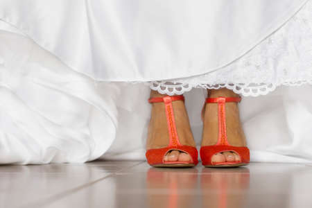 bride shoes for wedding dayの写真素材