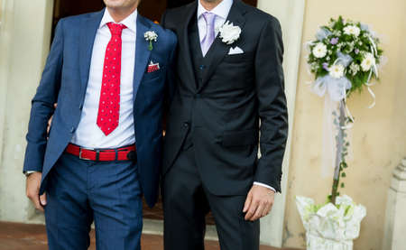 boutonniere in tuxedo lapelの写真素材