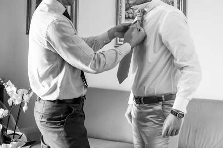 groom buttons white shirtの写真素材