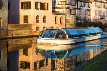 Strasbourg, water canal in Petite France area. .のeditorial素材