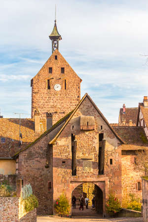 The medieval belfry, Riquewihr Alsace France.のeditorial素材