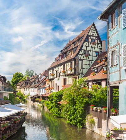 Colmar, Petit Venice, water canal and timbered houses. Alsace, France.のeditorial素材