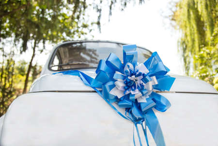 Decorated wedding old carの写真素材