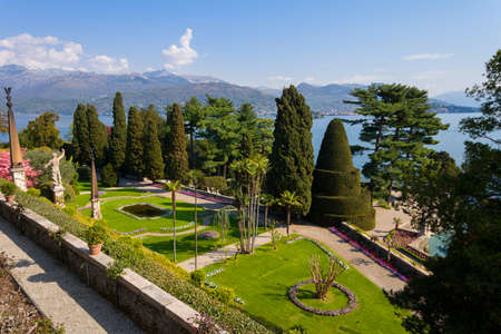 Landscape with Island Bella, on Maggiore lake, Stresa, Italy 23 April 2015のeditorial素材