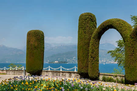 Garden of Villa Pallavicino at Stresa on Lake Maggiore, Piedmont, Italy 17 April 2015の写真素材